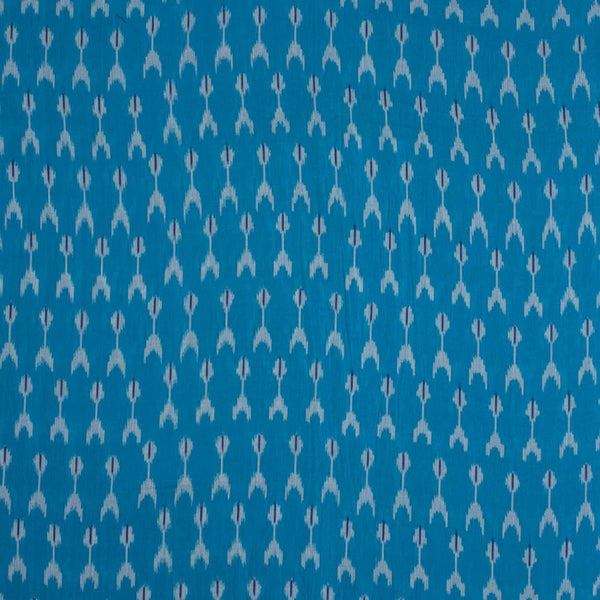 Ocean Blue Colour  Mercerised Ikat Fabric