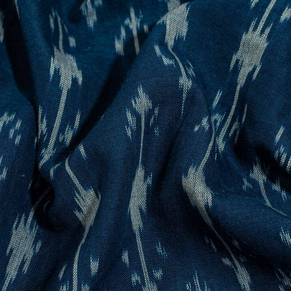Teal Two Tone Mercerised Ikat Fabric