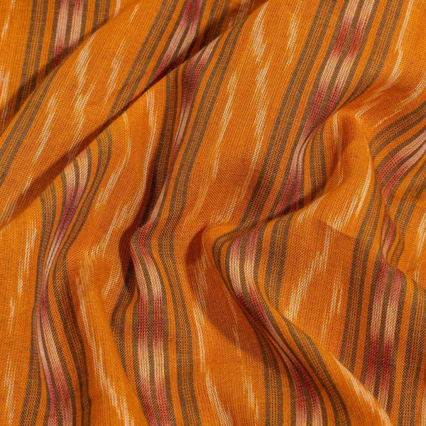 Orange Colour Mercerised Ikat Fabric