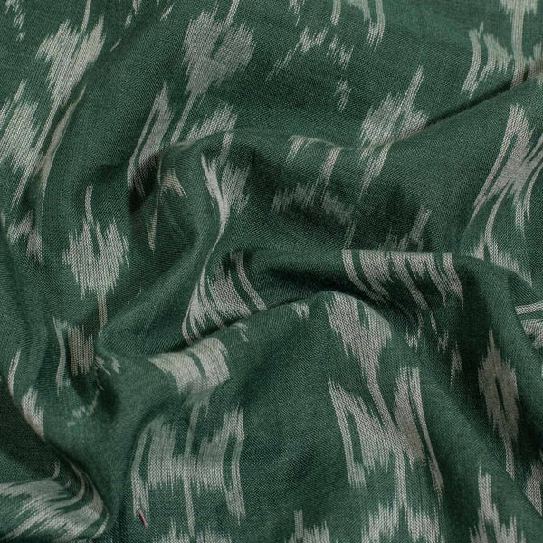 Malachite Green Colour Mercerised Ikat Fabric