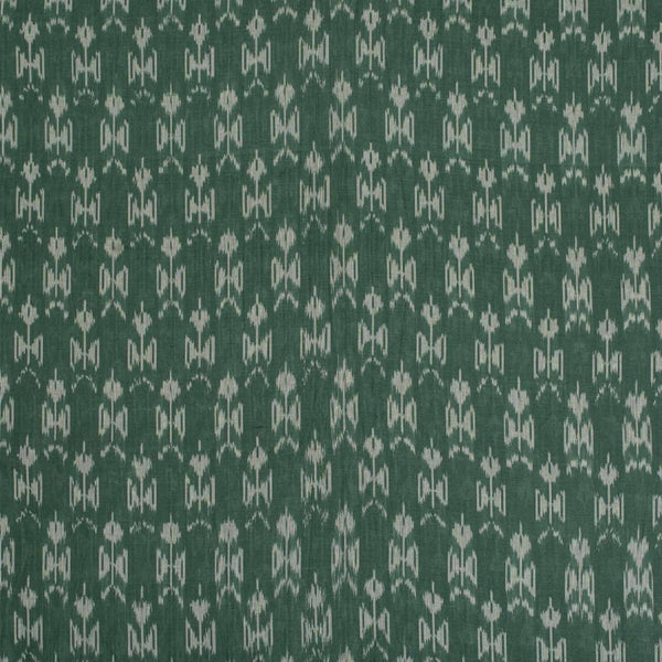 Malachite Green Colour Mercerised Ikat Fabric