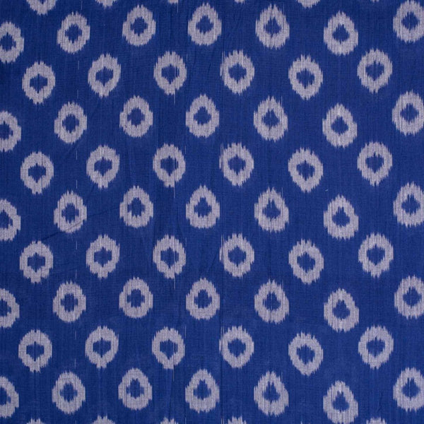 Deep Blue Colour Mercerised Ikat Fabric