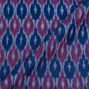 Teal Blue Colour Mercerised Ikat Fabric