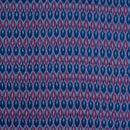 Teal Blue Colour Mercerised Ikat Fabric