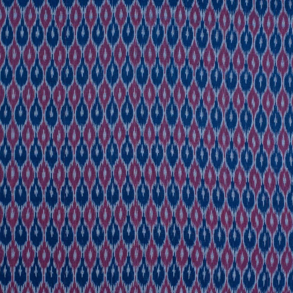 Teal Blue Colour Mercerised Ikat Fabric