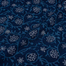 Indigo Colour Silver Foil Hand Block Print Cotton Fabric