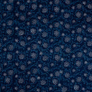 Indigo Colour Silver Foil Hand Block Print Cotton Fabric