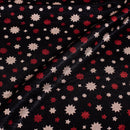 Black Colour Vegetable Print Mashru Gaji Fabric