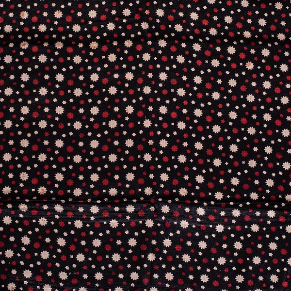 Black Colour Vegetable Print Mashru Gaji Fabric