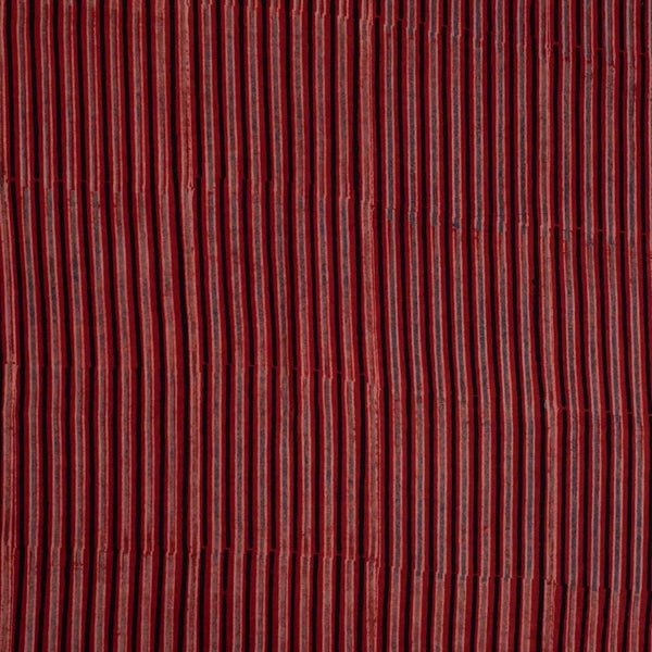 Maroon Colour Stripes Hand Block Ajrakh Cotton Fabric