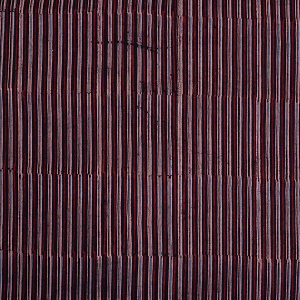 Black Colour Stripes Hand Block Ajrakh Cotton Fabric