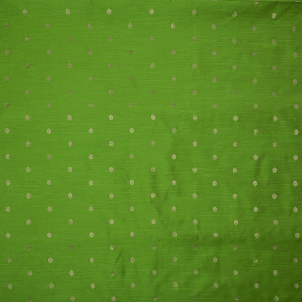 Parrot Green Colour Golden Butta Spun Dupion Fabric