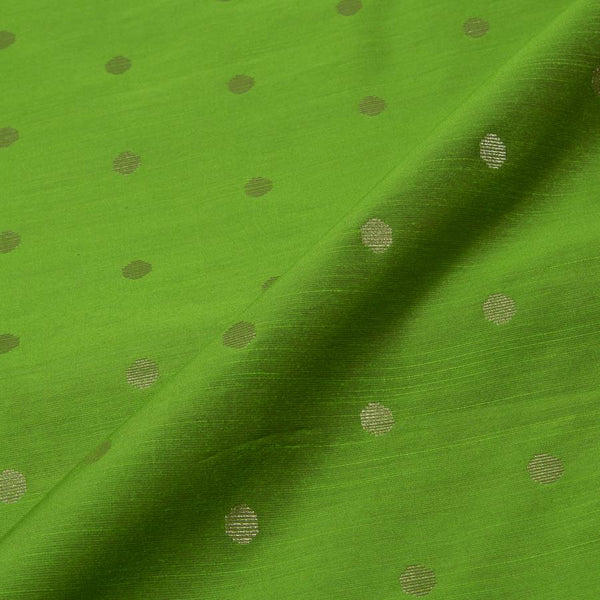 Parrot Green Colour Golden Butta Spun Dupion Fabric
