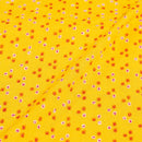 Bright Yellow Colour Geometric Print Slub Cotton Fabric 