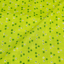 Parrot Green Colour Geometric Print Slub Cotton Fabric 