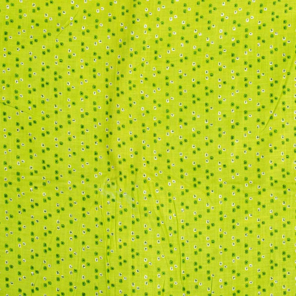Parrot Green Colour Geometric Print Slub Cotton Fabric 