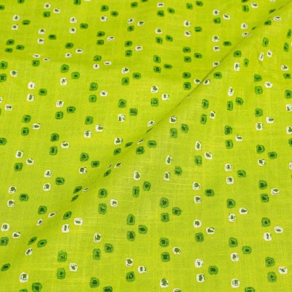 Parrot Green Colour Geometric Print Slub Cotton Fabric 