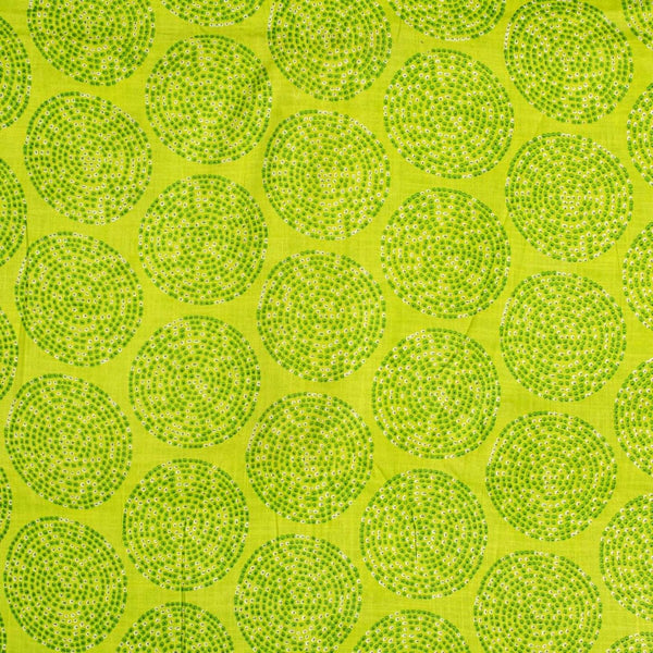 Parrot Green Colour Geometric Print Slub Cotton Fabric 