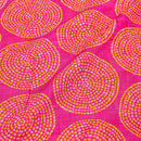 Rani Pink Colour Geometric Print Slub Cotton Fabric 