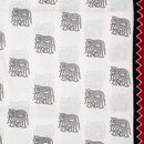 White Colour Geometric Print Soft Cotton Fabric With One Side Border 42 inches Width