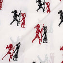White Colour Quirky Print Soft Cotton Fabric 42 inches Width