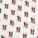 White Colour Quirky Print Soft Cotton Fabric 42 inches Width