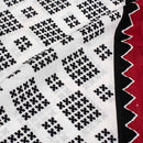 White Colour Geometric Print Soft Cotton Fabric With One Side Border 42 inches Width