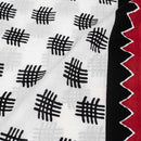 White Colour Geometric Print Soft Cotton Fabric With One Side Border 42 inches Width