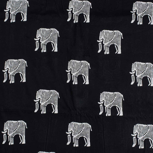 Black Colour Quirky Print Soft Cotton Fabric 42 inches Width
