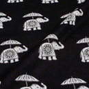 Black Colour Quirky Print Soft Cotton Fabric 42 inches Width