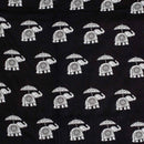 Black Colour Quirky Print Soft Cotton Fabric 42 inches Width