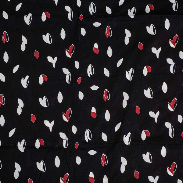 Black Colour Quirky Print Soft Cotton Fabric 42 inches Width