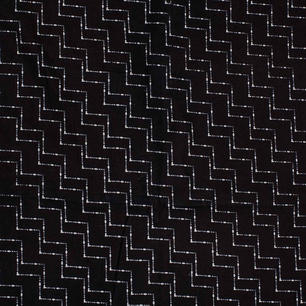 Black Colour Geometric Print Soft Cotton Fabric 42 inches Width