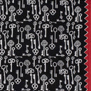 Black Colour Quirky Print Soft Cotton Fabric With One Side Border 42 inches Width
