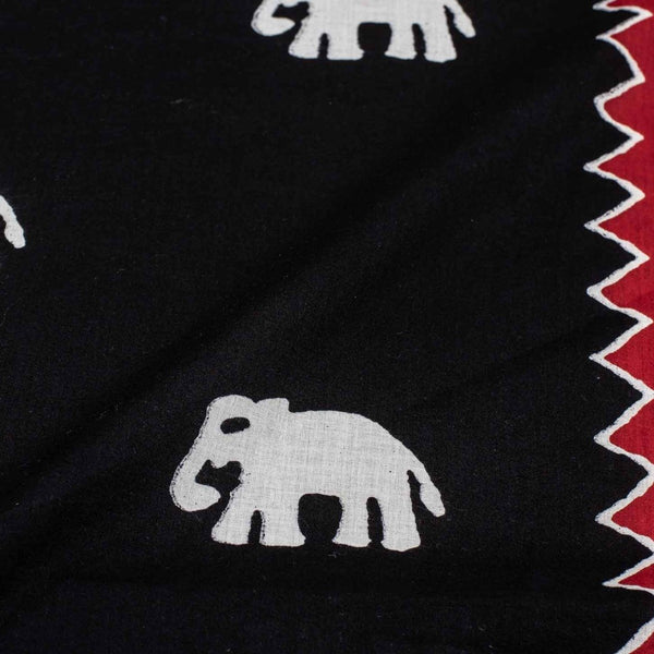 Black Colour Quirky Print Soft Cotton Fabric 42 inches Width