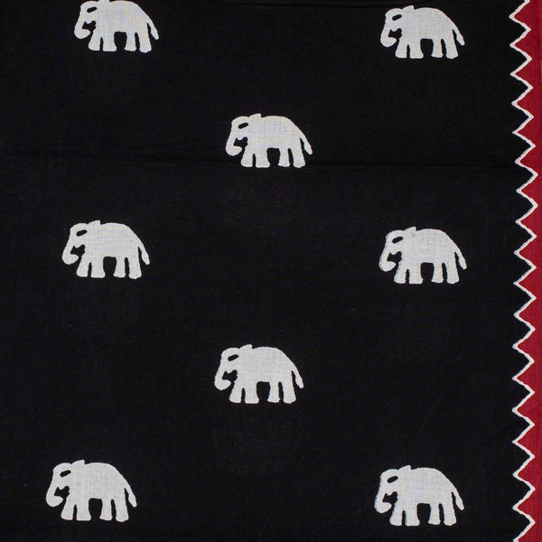Black Colour Quirky Print Soft Cotton Fabric 42 inches Width