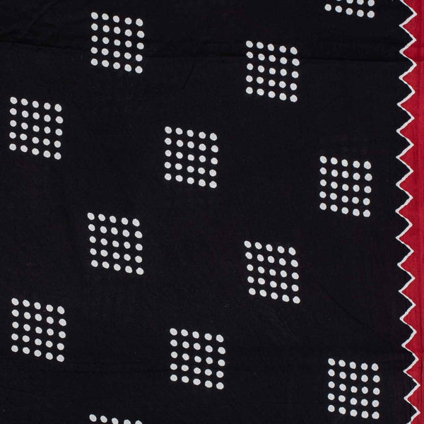 Black Colour Geometric Print Soft Cotton Fabric With One Side Border 42 inches Width