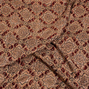 Beige Colour Ajarakh Hand Block Print Muslin Dobby Fabric Pre Cut Of 2.35 Meter