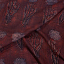 Magenta Colour Ajarakh Hand Block Print Muslin Dobby Fabric Pre Cut Of 2.35 Meter