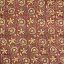 Carrot Colour Ajarakh Hand Block Print Muslin Dobby Fabric Pre Cut Of 2.40 Meter