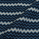 Navy Blue Colour Zig Zag Print Dabu Cotton Fabric