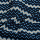 Navy Blue Colour Zig Zag Print Dabu Cotton Fabric
