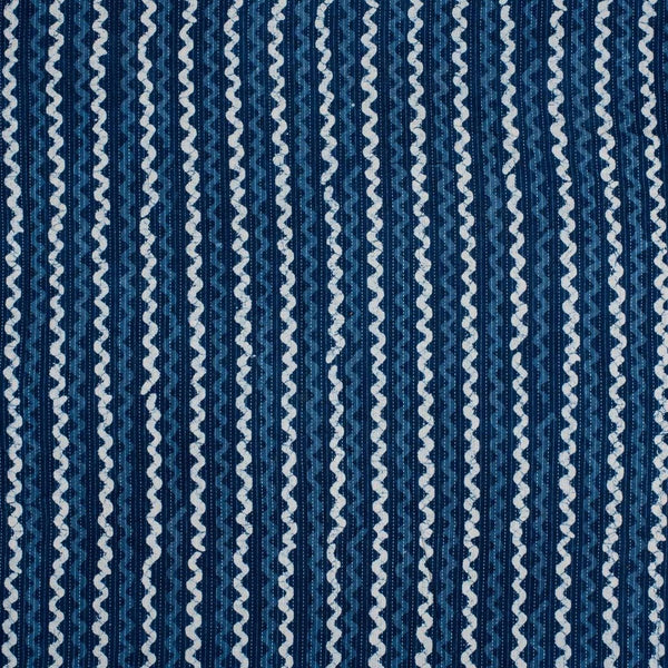 Indigo Colour Geometric Block Print Kantha Cotton Fabric