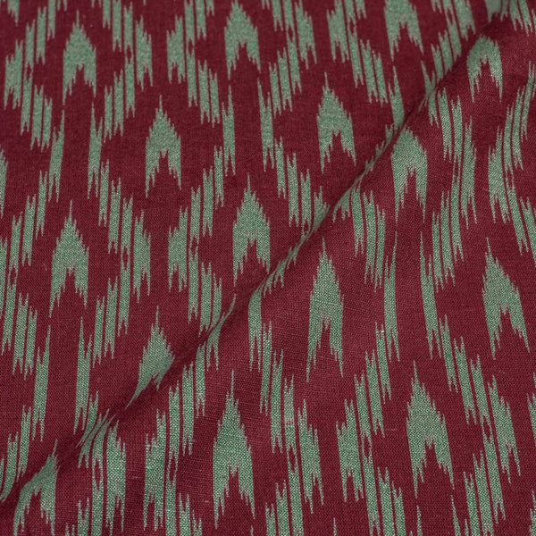 Maroon Colour Ikat Print Flex Cotton Fabric