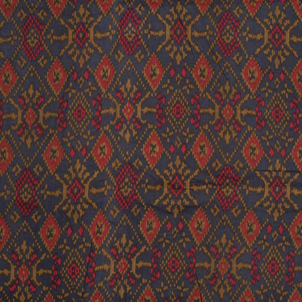 Blue Colour Ikat Print Soft Cotton Fabric