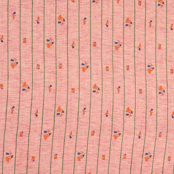 Carrot Pink Colour  Floral Print South Cotton Fabric 