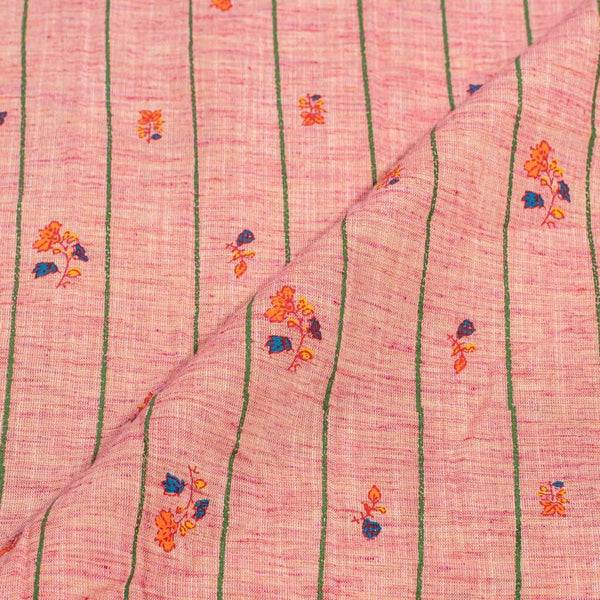 Carrot Pink Colour  Floral Print South Cotton Fabric 