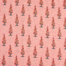 Carrot Pink Colour Leaves Print South Cotton Fabric 