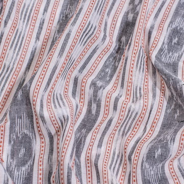 Off White Handloom Sambalpuri Ikat Pattern Cotton Fabric 1.07 Meters[42 inches] Width 