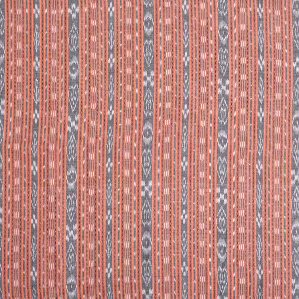 Peach Orange Handloom Sambalpuri Ikat Pattern Cotton Fabric 1.07 Meters[42 inches] Width 